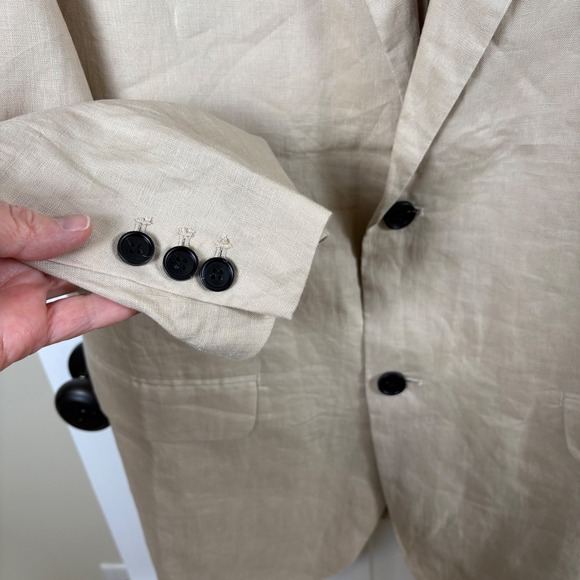 NWT Quince European Linen Blazer Men's XL Driftwood Beige Tan Summer Lightweight - Picture 5 of 10